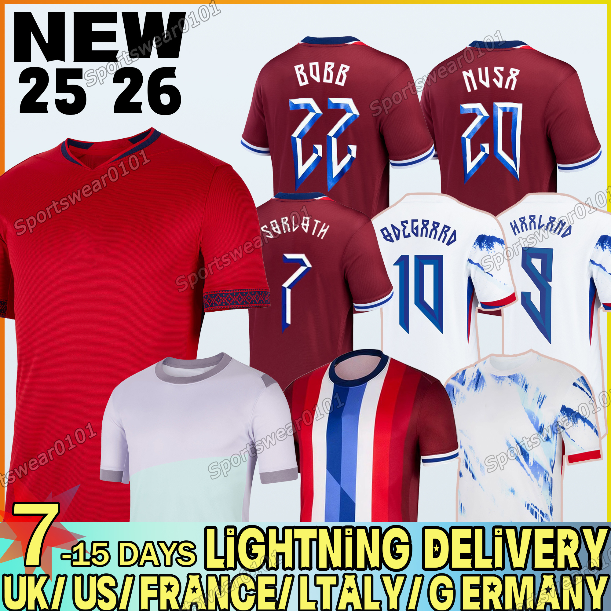 25 26 Norway Soccer Jerseys Haaland #9 Strand Larsen #11 Bobb #22 Nusa #20 Berge #8 Ryerson #14 Schjelderup #10 fans Jerseys 24 25 Norwegiannorway jersey men kit kids