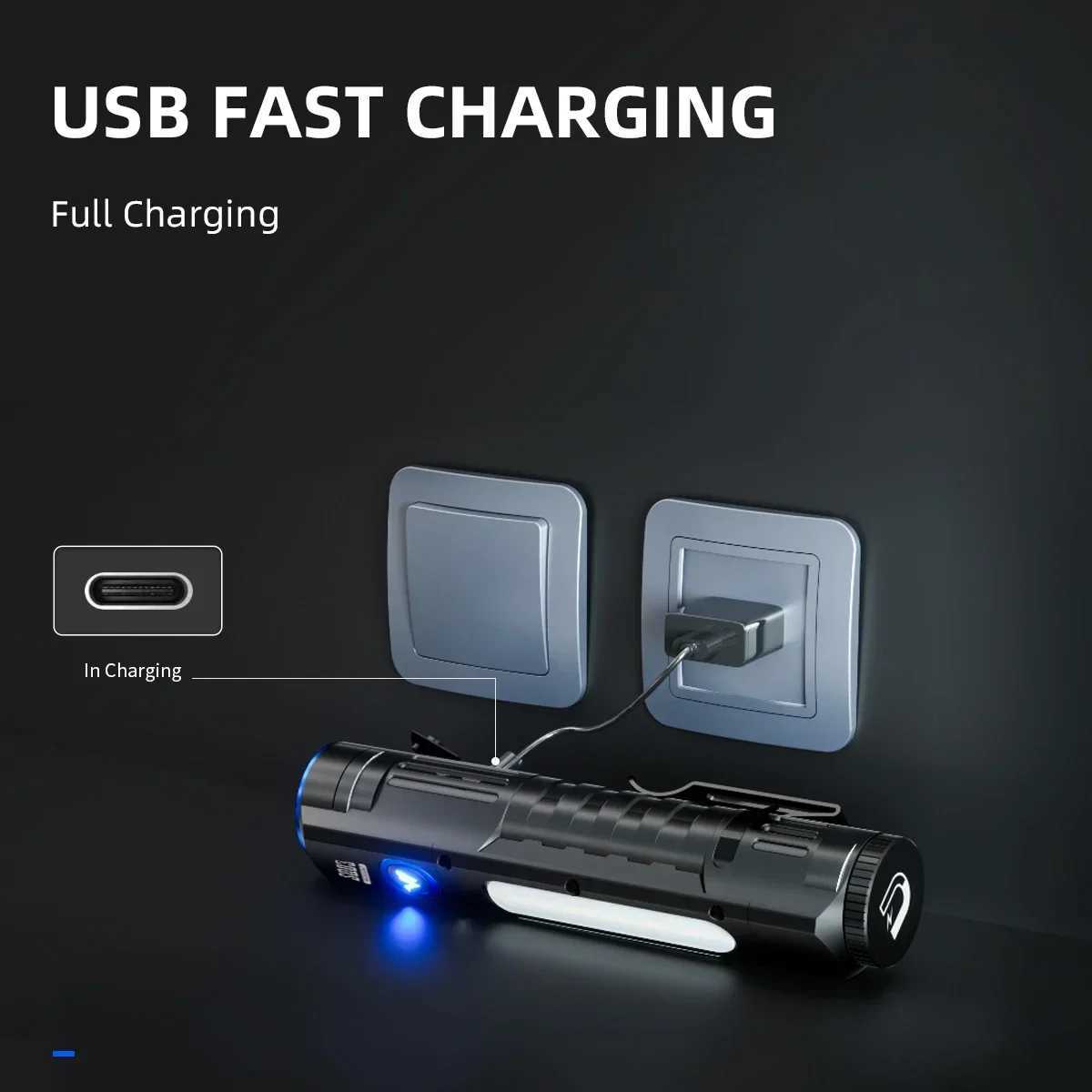 SQ03 Aluminum Alloy Waterproof Rechargeable Flashlight for Camping and Outdoor with Super Bright Magnet Handheld LED-High Lumens M251117