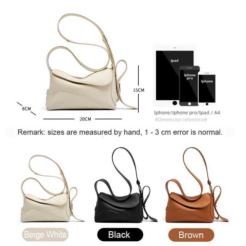 Genuine Leather Underarm Bag For Womens Summer New Versatile Shoulder Bag With Geometric Streamlined Design Crossbody HandbagW251118