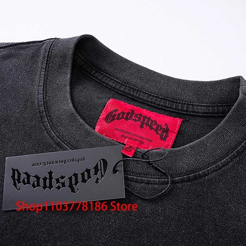 New GOD SPD T-shirt Europe America Pop Fashion Print Strtwear Crewneck Short Slve Unisex Casual Godspd Tops Real PhotoC250418