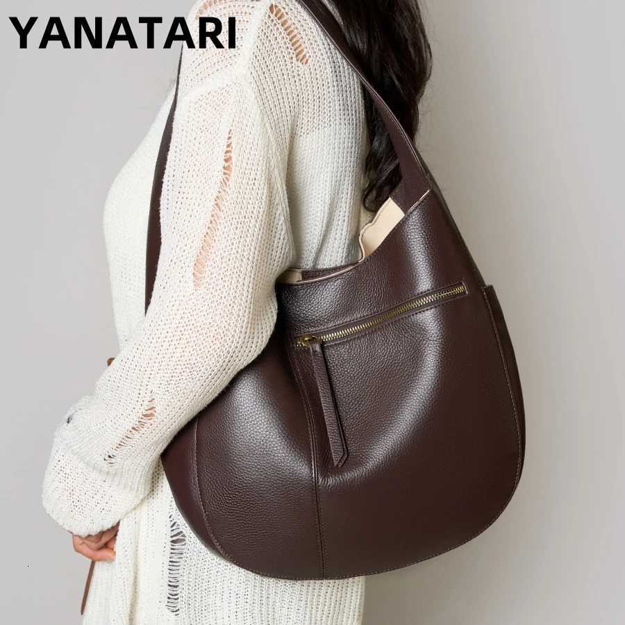 YANATARI underarm cowhide Genuine leather bag Soft Leather Large Capacity minimalist handbag luxury high quality shoulder bagW251118