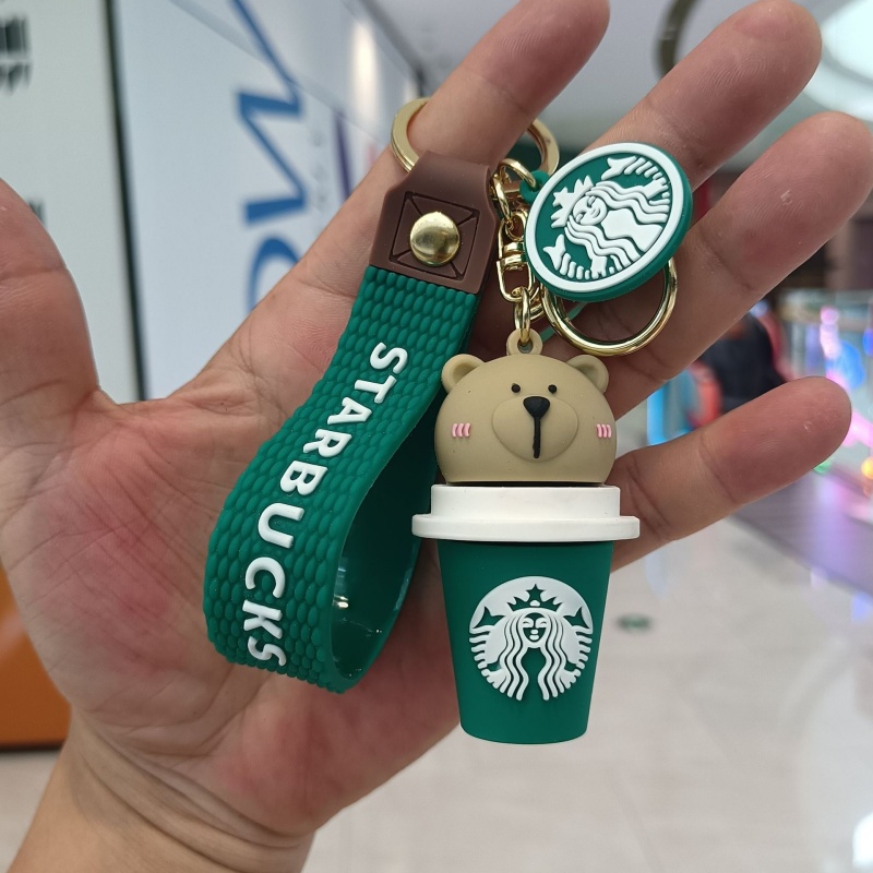 Free shipping Keychains Lanyards Starbucks Bear Keychain Cartoon Exquisite Car Keychain Doll Bag Pendant fashion simple