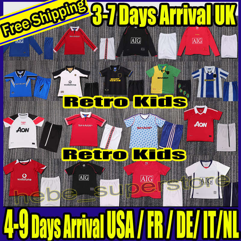 Retro Kids kit manchesteers unted Soccer Jerseys Ronaldo Rooney Giggs Nani S 90 92 94 98 99 06 07 08 11 12 13 14 man unite Scholes Tevez Vintage Classic Football shirt
