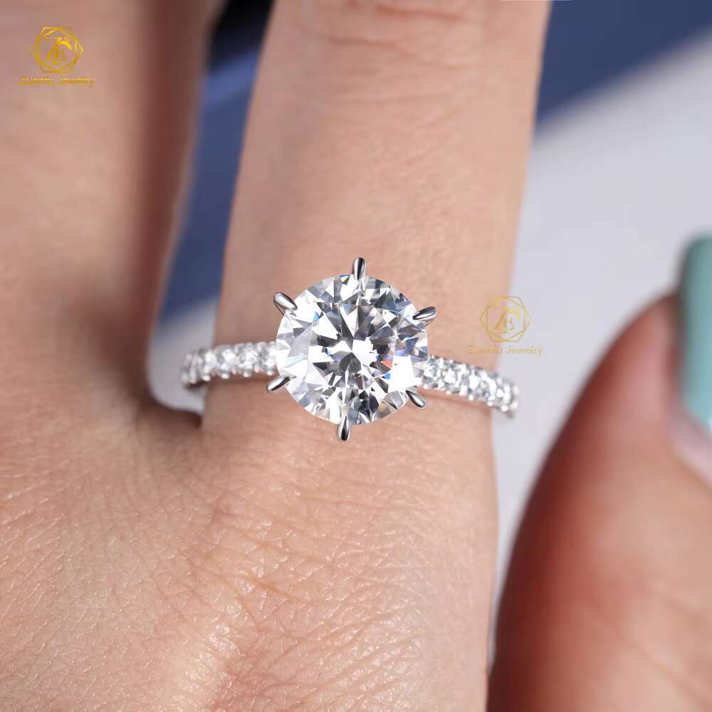 Custom Ring 18K Gold Platinum VVS 3CT Round Moissanite Engagement Ring White/Yellow/Rose Gold Moissanite Ring Wedding Ring