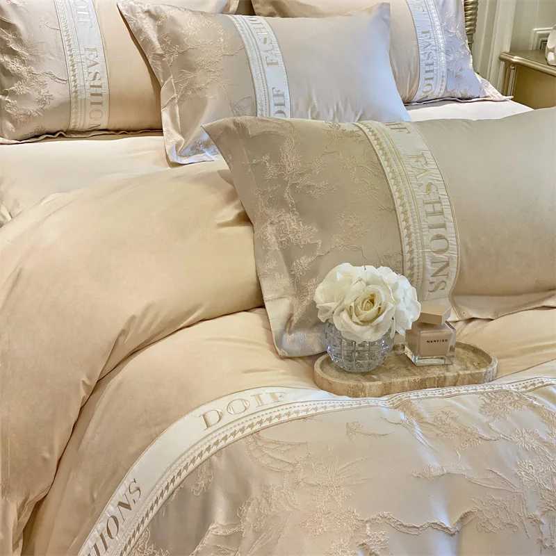 Light luxury 60 skin-friendly cotton four-piece set high-end quilt cover bed sheet mattress beddingM251118