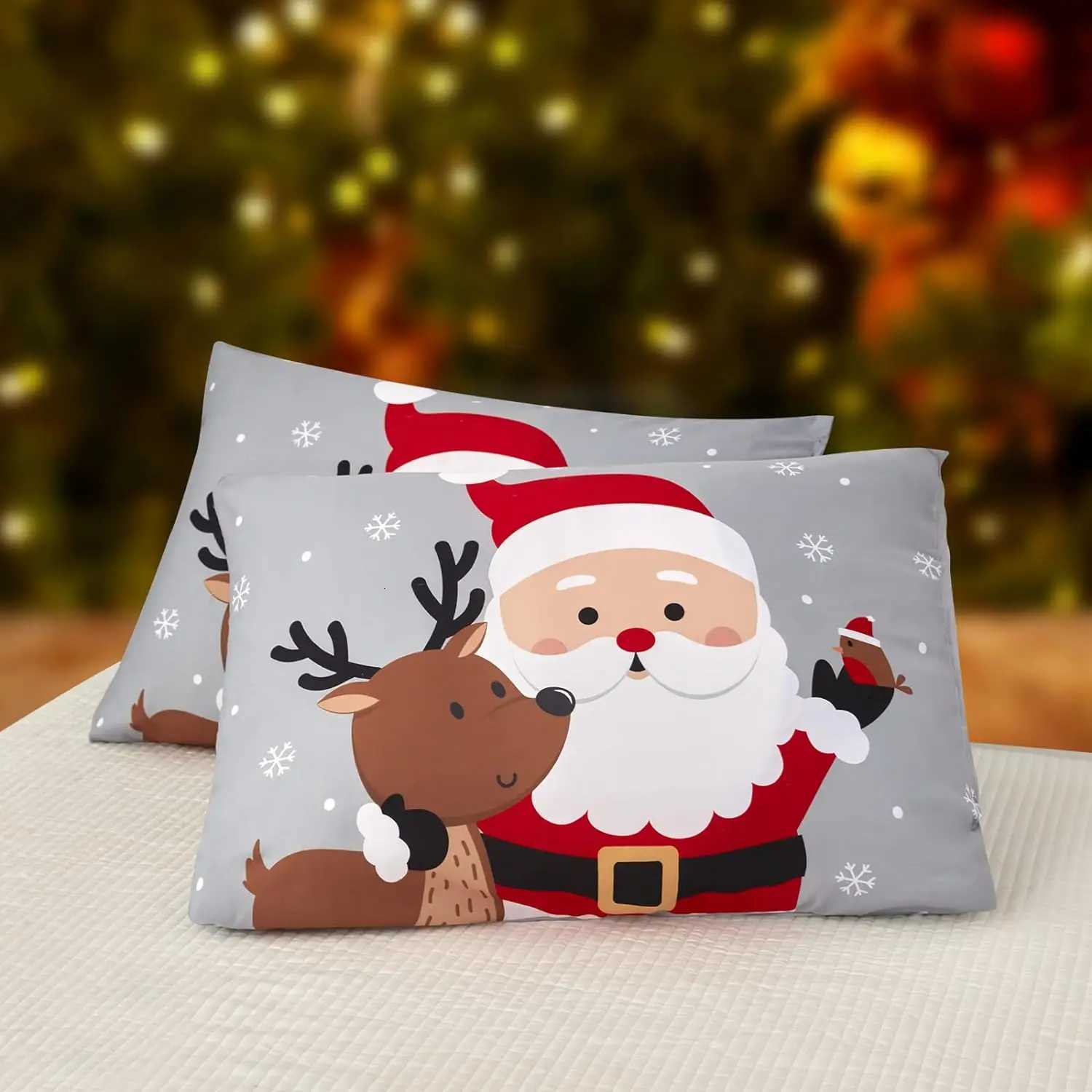 Christmas Duvet Cover Set Queen Size Bedding Comforter Cover Santa Snowflake Santa Claus Pattern For Kids Bedroom DecorationsM251118