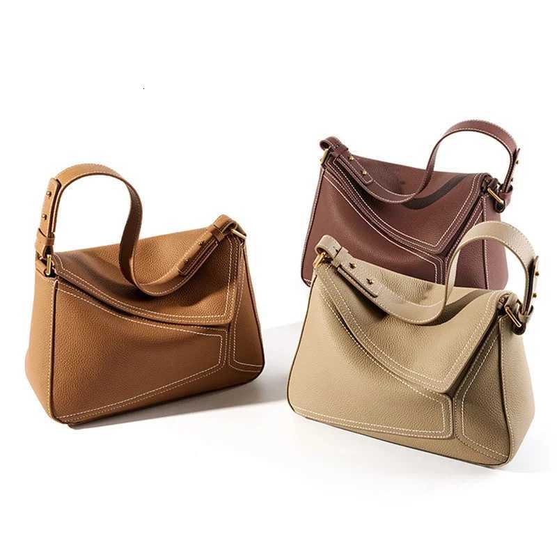 New Cowhide Womens Shoulder Bag Fashion Luxury Geometric Design Women Crossbody Bag Genuine Leather Popular Female HandbagsW251118