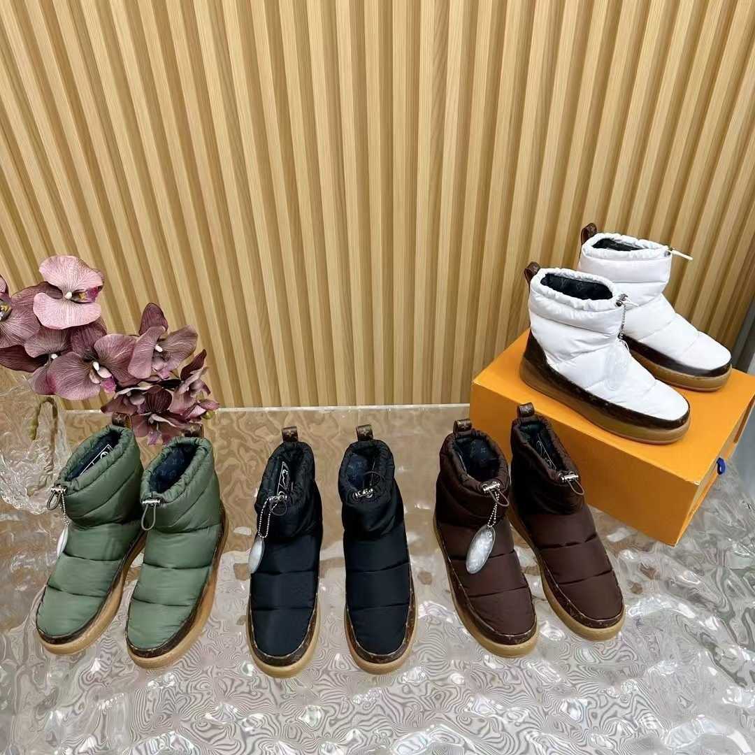 Women Duck Down PILLOW Flat Ankle Boots Waterproof Nylon lightweight Bottom Winter Soft Platform Snow Boot With Box 265 X250813