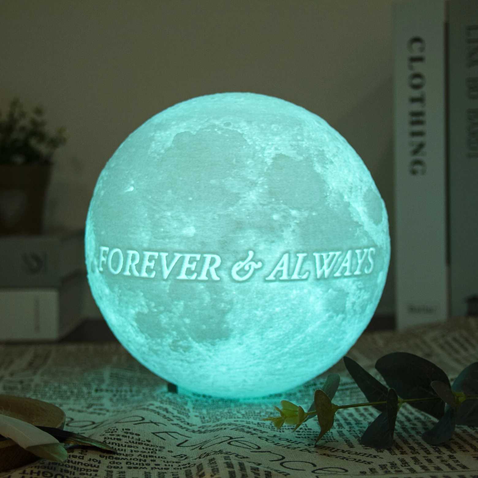 Customized 3D Printing Moon Lamp Personalized Photo Text Night Light USB Rechargeable Gift for Birthday Mothers Valentine Day M251118