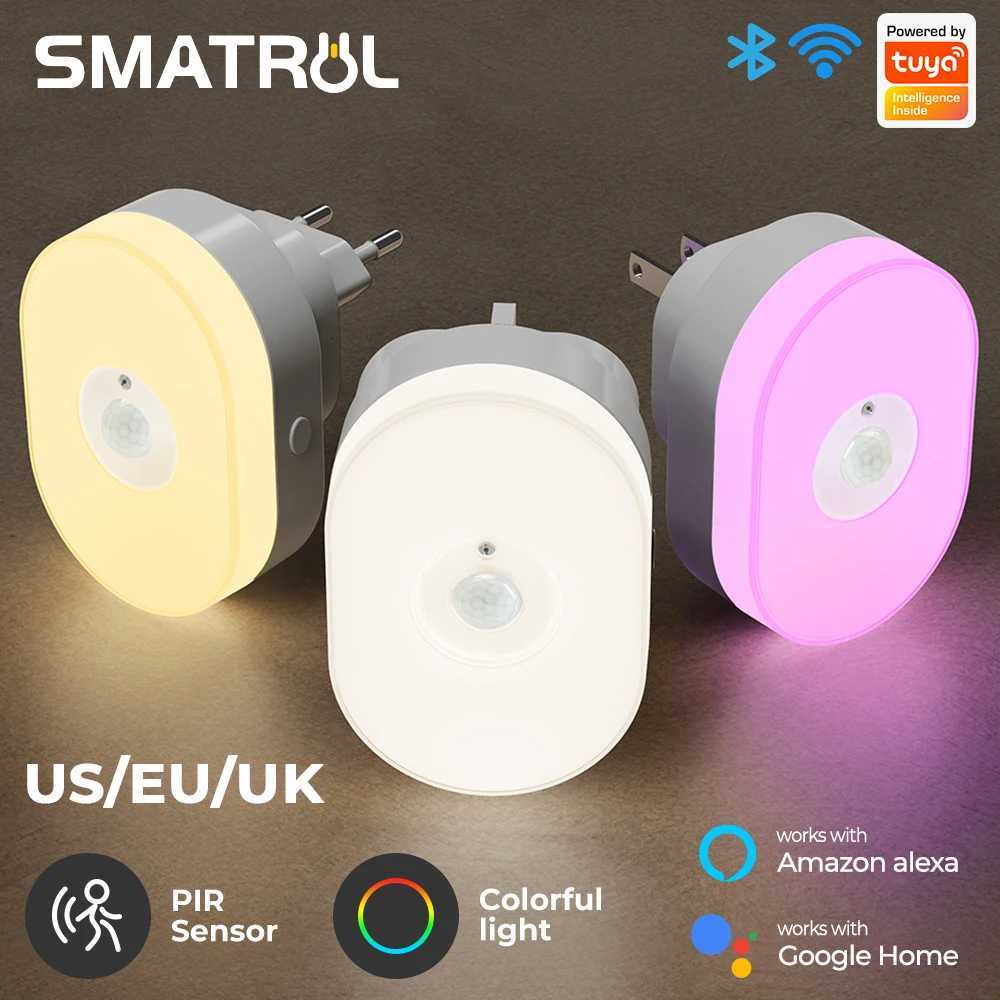 WiFi Tuya Smart Led Night Light PIR Motion Sensor Eu Us Uk Plug In Wall Lamp Warm White RGB Room App Voice For Alexa Google Home M251118