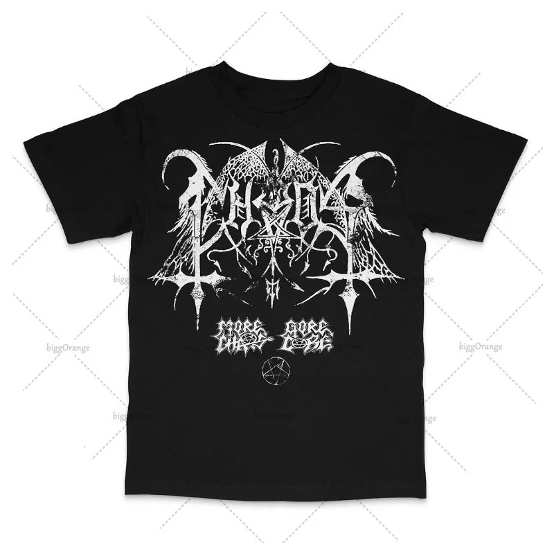 Plus Size Gothic Punk Graphic Top Men Harajuku Y2K Streetwear Trendy Vintage Clothing High Street Retro Casual Oversized T-shirt 250417