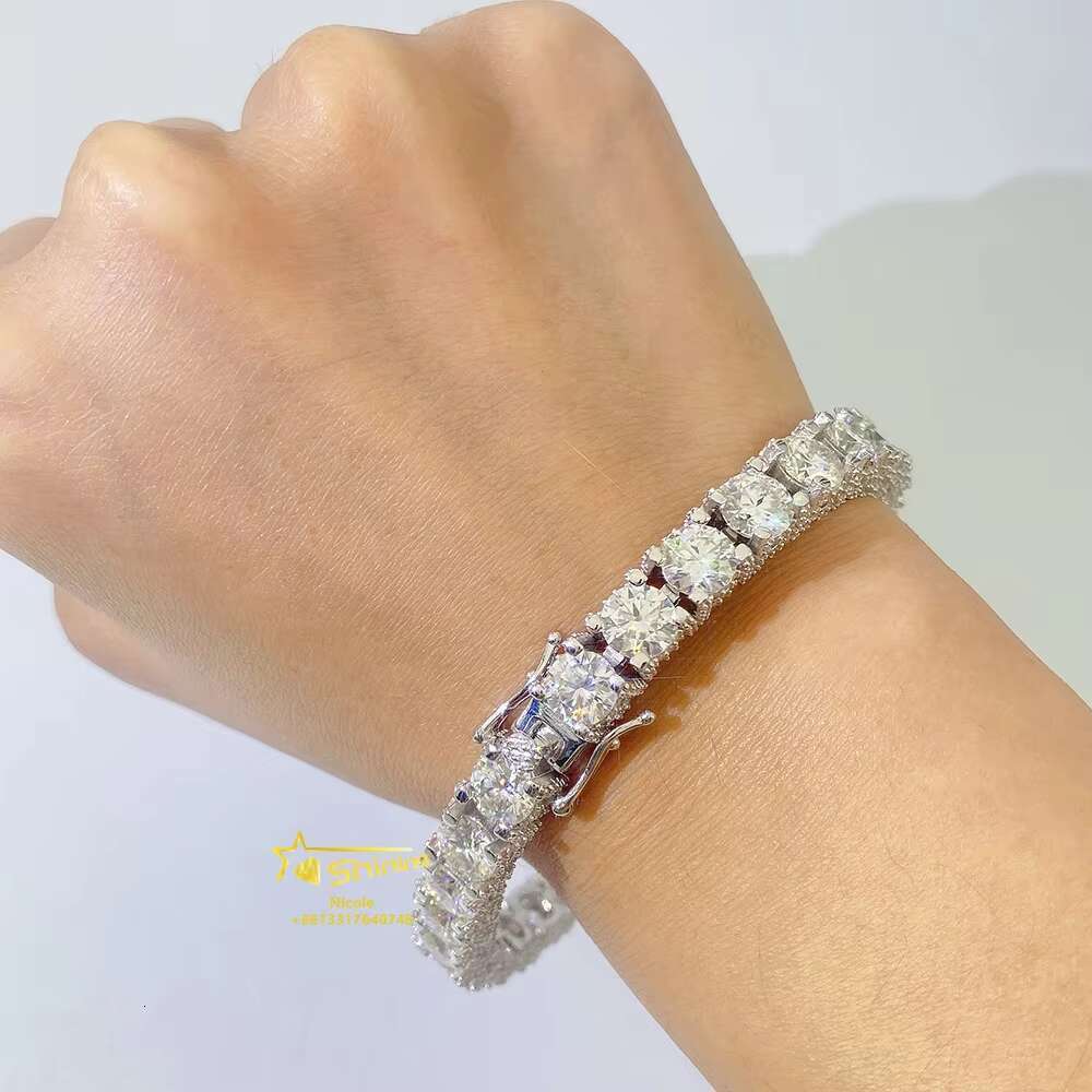 Hip Hop Jewelry Factory Price Iced Out Gra Vvs Moissanite 6.5mm Gold Plated Tennis Chain Bracelet