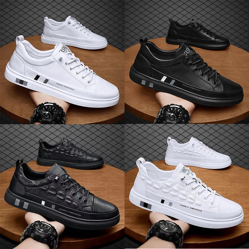 Designer Shoes Mens shoes Sneakers White Black Crocodile Pattern Leather Mens Trainers Anti-Slip Soft Surface Casual Wear-resistant Elastic Band Board