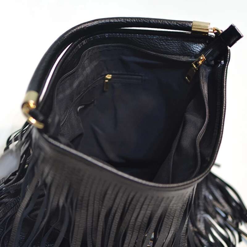 Boho Style Tassels Crossbody For Women 2025 Casual Fringes Shoulder Bag Zipper Large Capacity Soft Leather