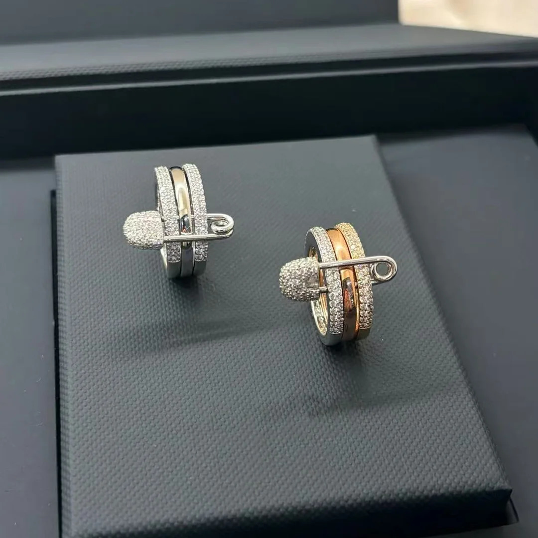 Classic jewelry S 925 sterling silver pin three ring three color womens ring; Non allergic exquisite gift 250418