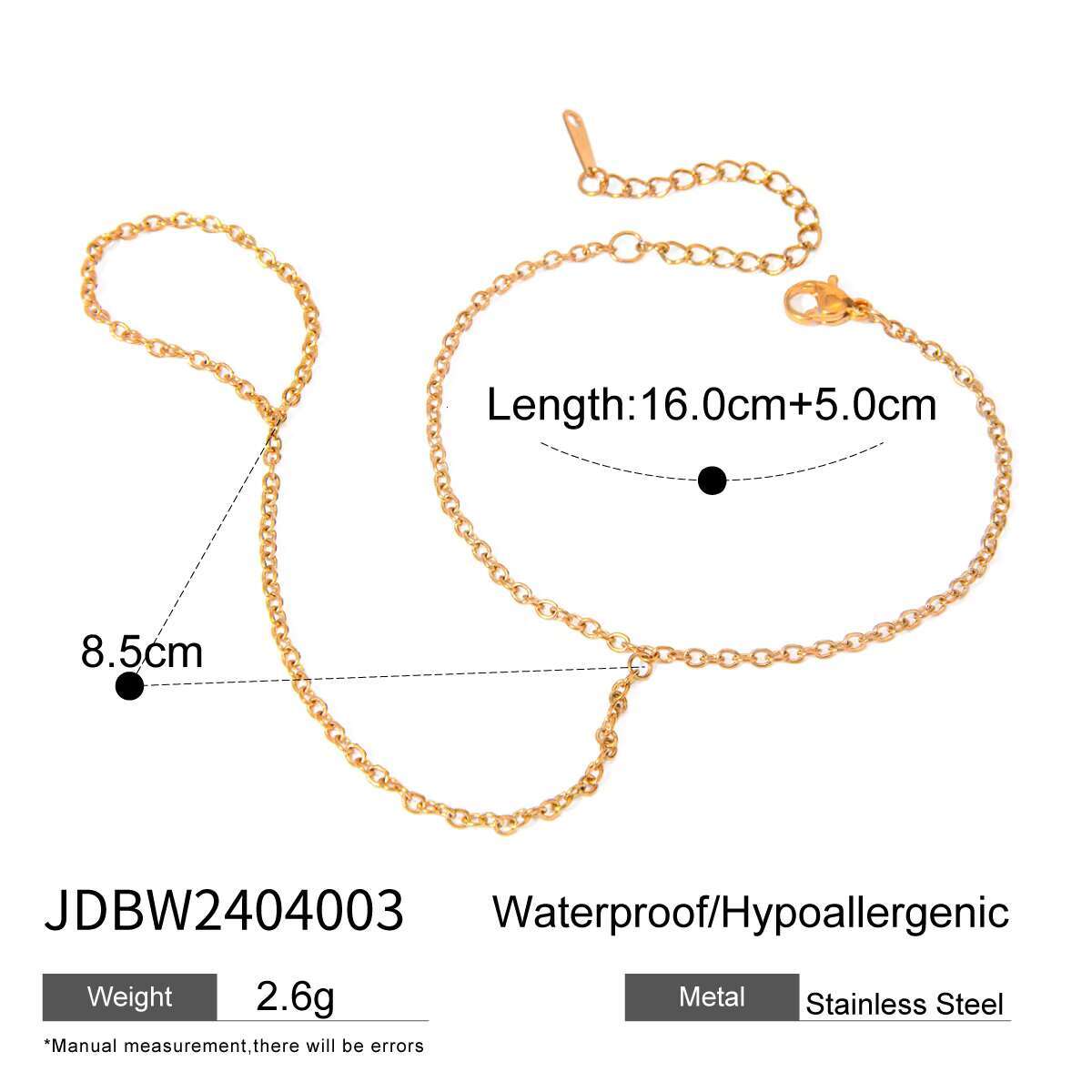 J D 18K PVD Plating White Pearl O Shaped Chain Hand Chain Bracelet Finger Bracelet