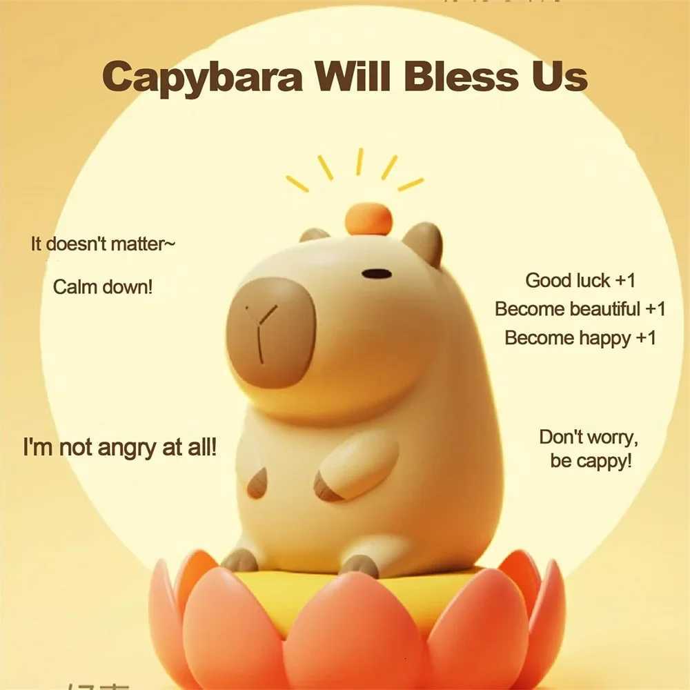 Silicone Capybara Night Lights Portable USB Rechargeable Animal Touch Control Lamp with Timing Function for Home Bedroom Decor M251118