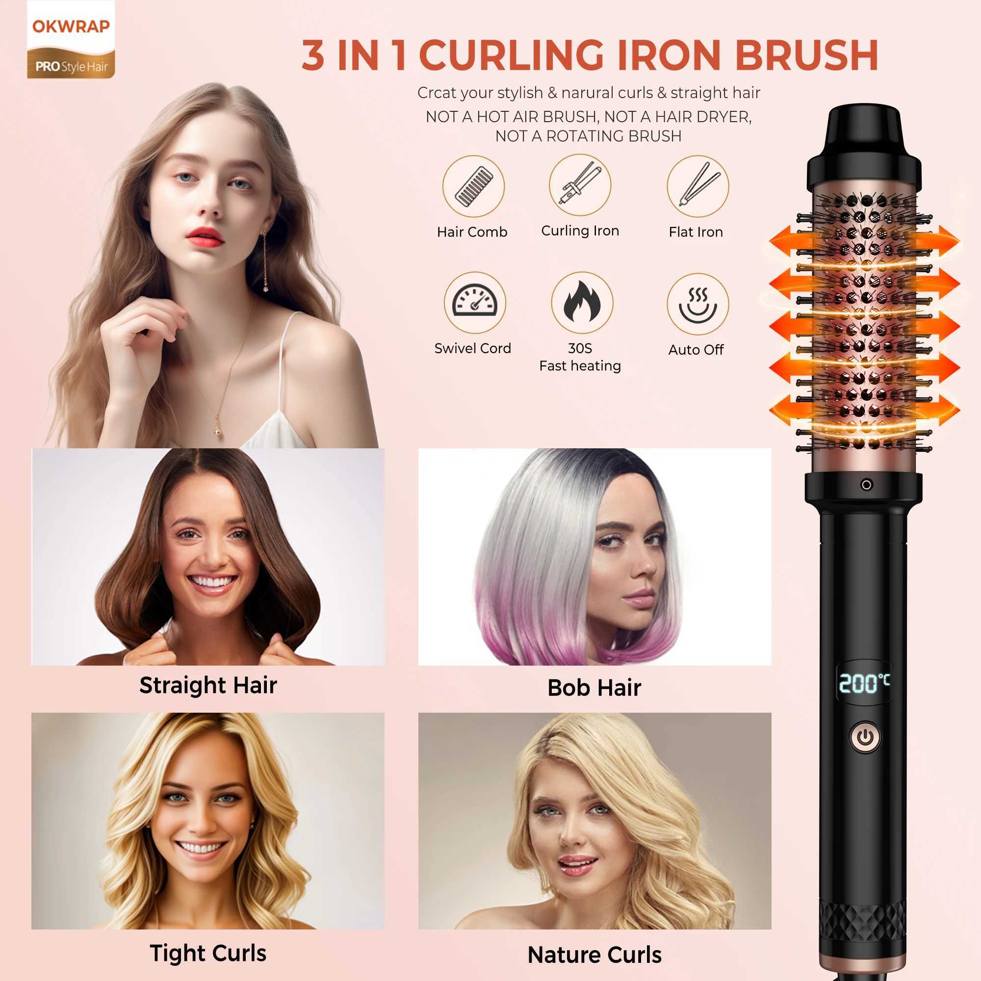 Hot brush one-step hot air brush and volumetric hair straightener professional hair straightener M250418
