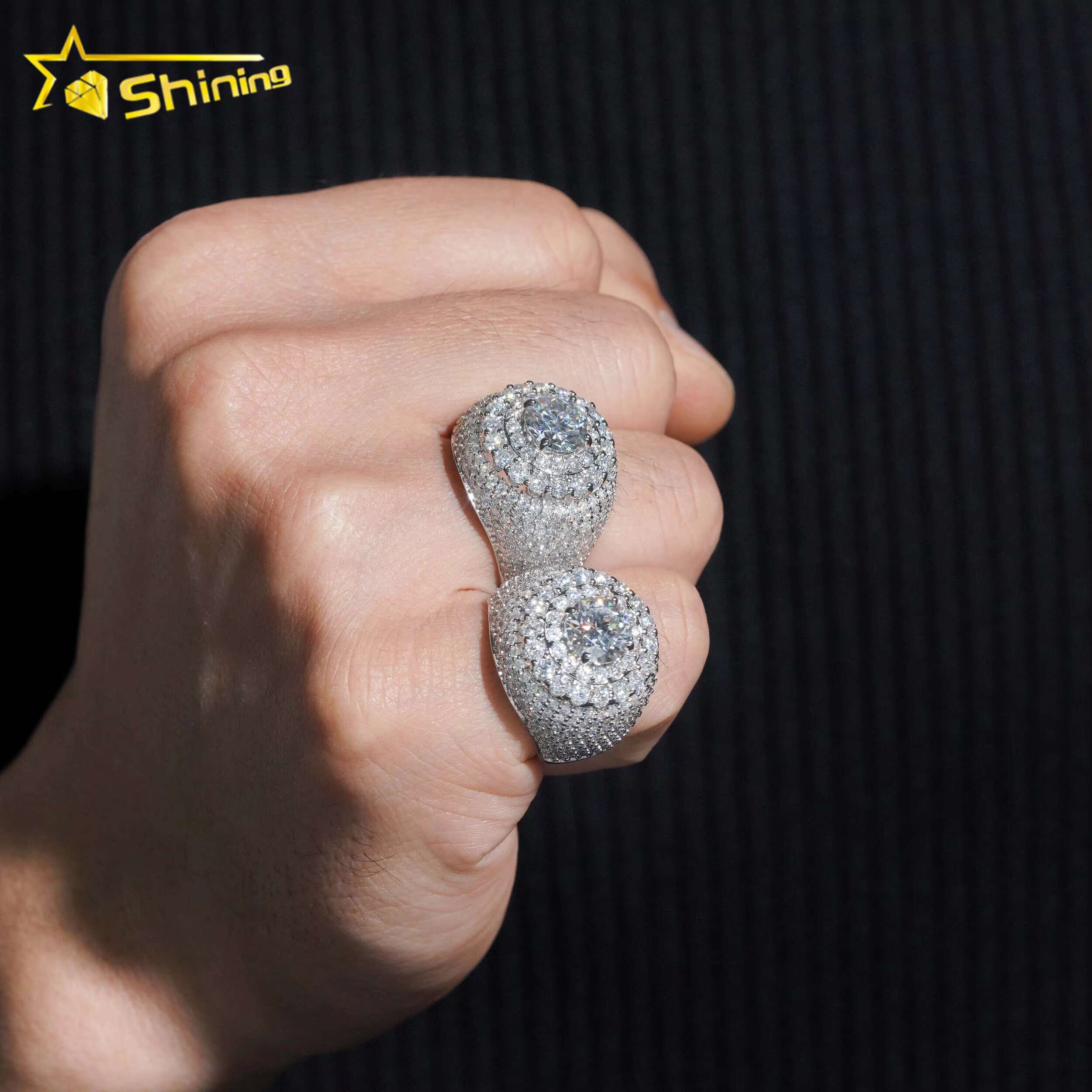 Gold Plated Men Fine Jewelry Fast Shipping GRA Moissanite Mens Ring Sier Iced Out Hip Hop Rings