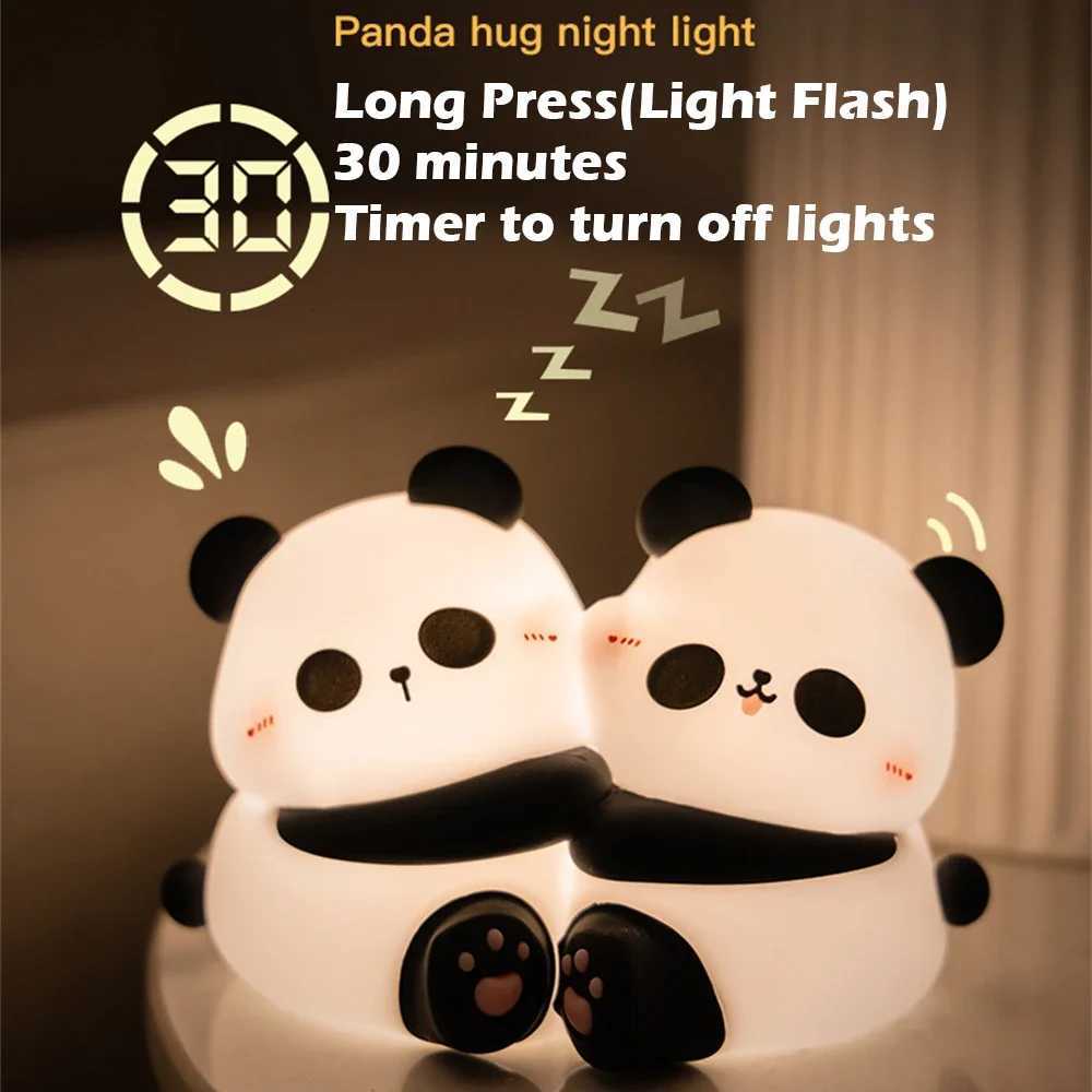 Cute Hug Panda Night Light LED Squishy Animal Night Lamp 3 Level Dimmable Nursery Nightlight for Breastfeeding Toddler Baby Kids M251118