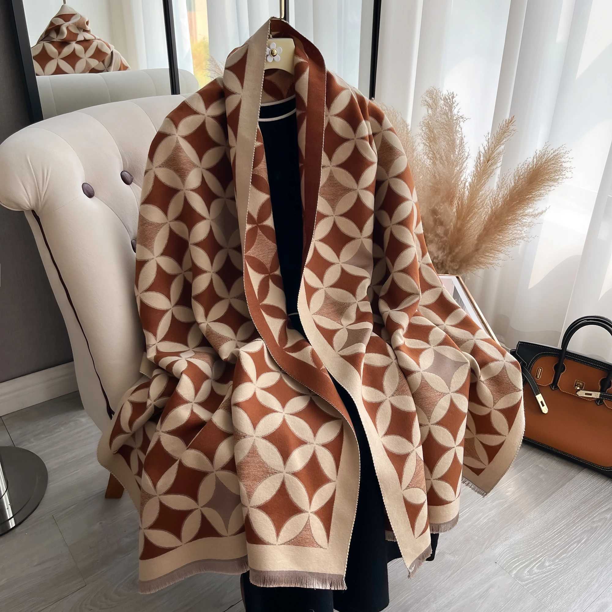 2024 New Winter Warm Cashmere Wraps Women Scarf Luxury Design Pashmina Thick Shawl Blanket Bufanda Foulard Travel Poncho Stoles G2511181