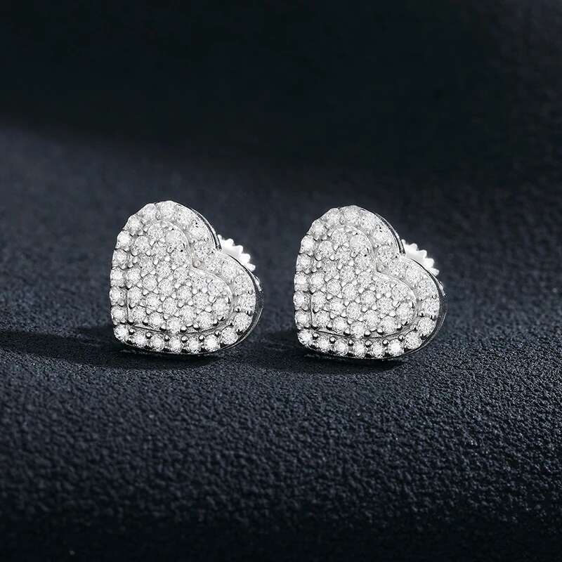 Heart Moissanite Sier Fashion Earring For Women Fine Jewelry