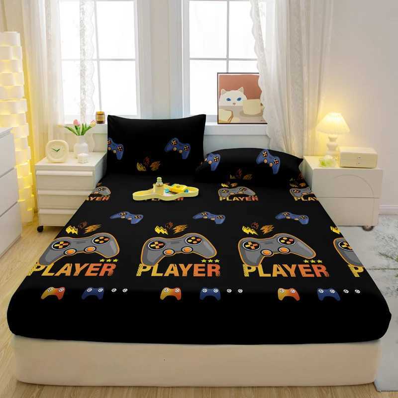 3-piece cartoon fun game pattern matte three piece fitted sheet set bedroom printed bed cover set beddingM251118