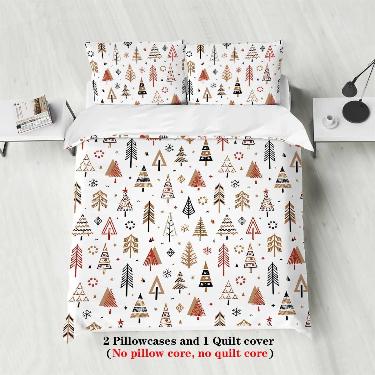 3-piece Christmas themed Christmas tree pattern print 1 duvet cover2 cases no core comfortable bedding setM251118