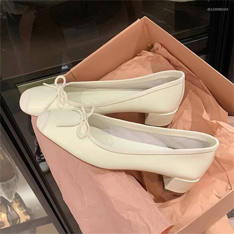 Summer new round toe shallow mouth flat sole single shoes Dress Shoes Fashion Elegant Women Pumps Slip On Loafers Round Toe Square Heels Bowknot Casua