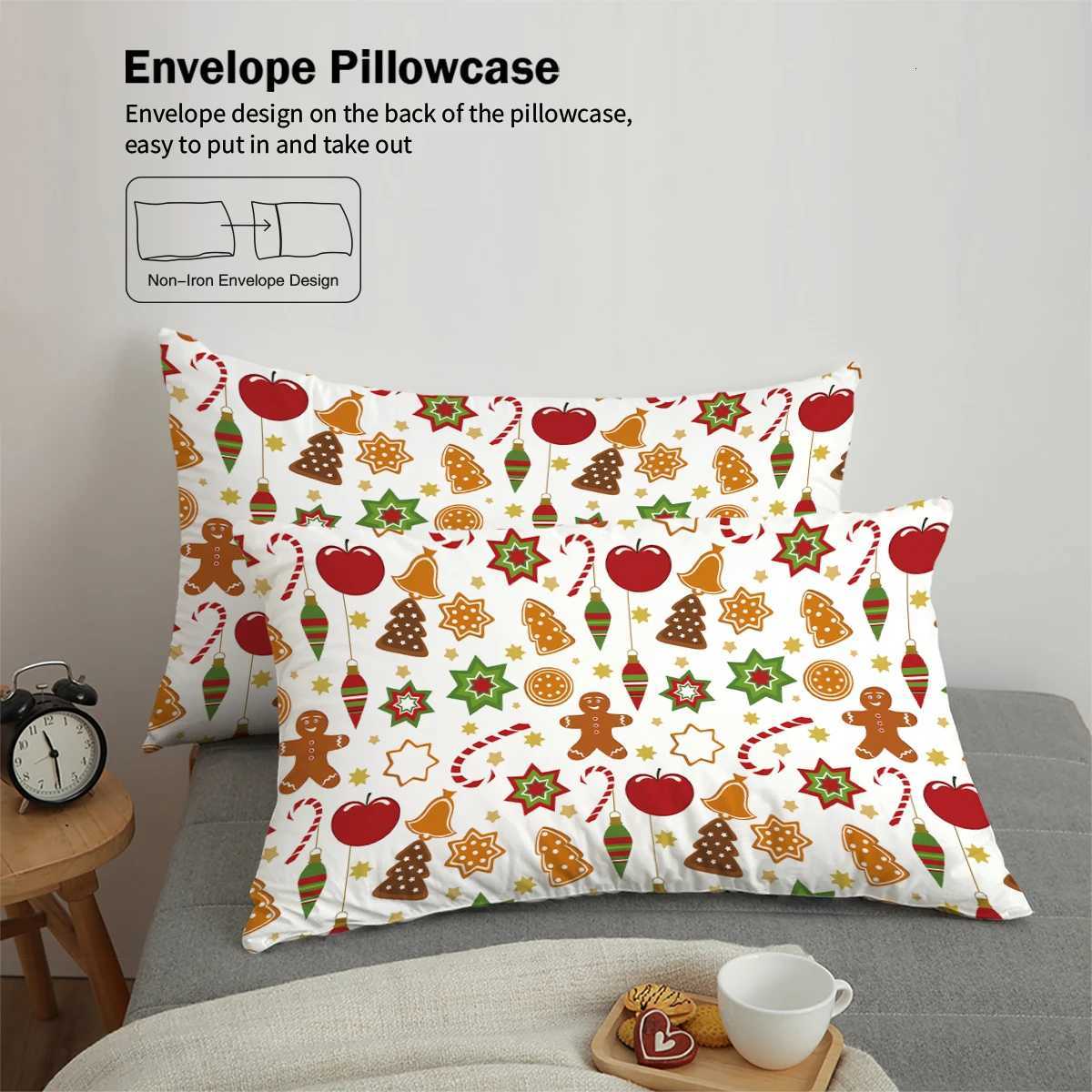 3-piece Christmas Cute Gingerbread Man Pattern Print 1 duvet cover2 cases no core Comfortable Bedding SetM251118