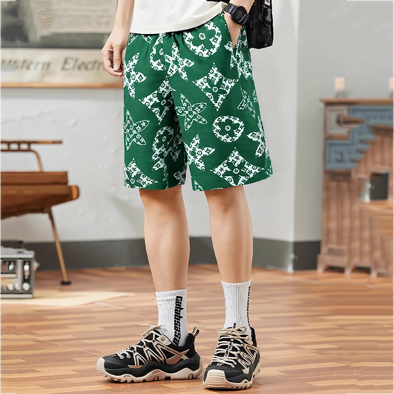 Men's casual shorts summer trendy brand loose oversized mid-length pants lightweight outerwear sporty five-inch large shorts Free shipping