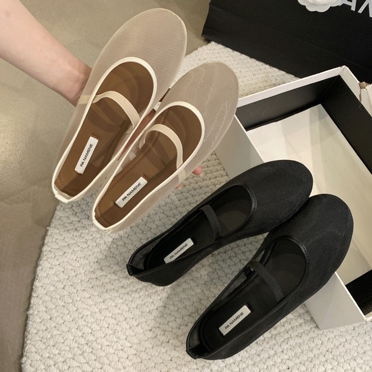 2025 new Autumn Women Mesh Fabric Ballet Flat Fashion hurenlakeshoes Shallow Elastic Band Ladies Comfort Soft Sole Mary Jane Shoes