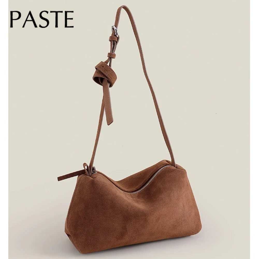 2026 Early Autumn Upgrate Thick Suede Cow Leather Long Strap Women Shoulder Crossbody Bag Matte Nubuck Female Handbag GreenW251118