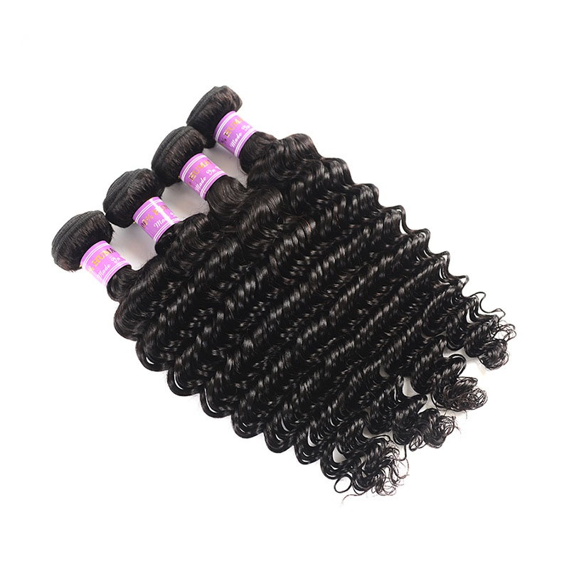 Natural Color Deep Wave Brazilian Virgin Human Hair Weaves Unprocessed Hair Wefts 8-28 inch Hair Extensions Accessory for Women Beauty