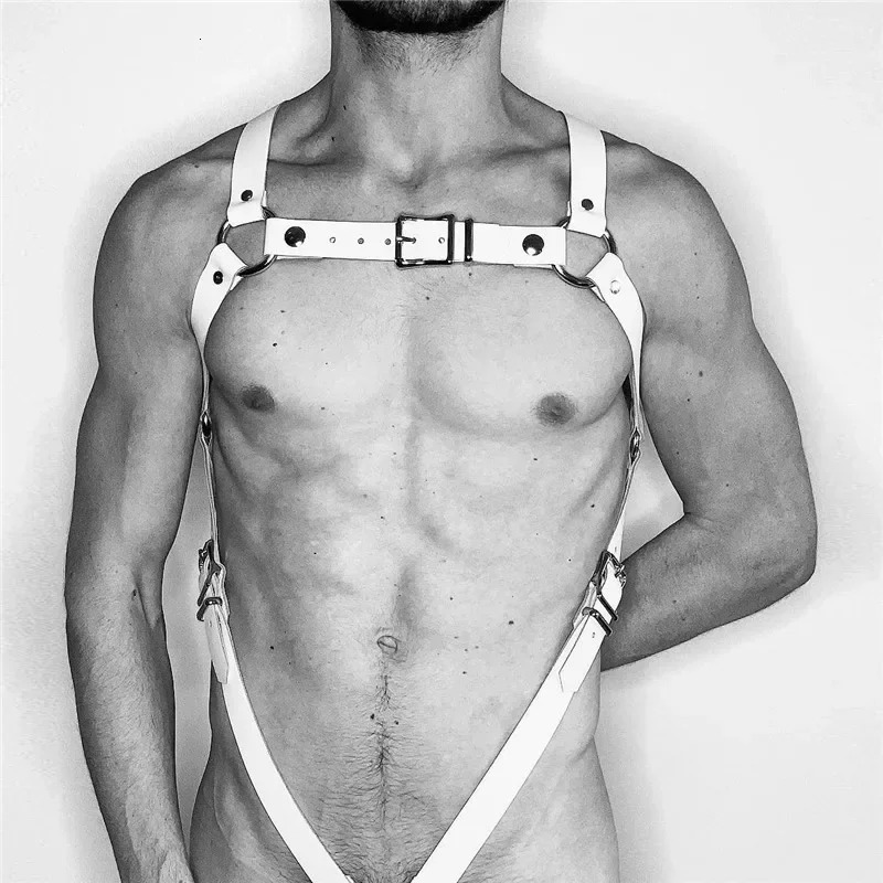 Sexy Men Leather Suspenders Belt Body Bondage Straps Fashion Adjustable Braces Suspender With Metal Clips Punk Harness Belts 250417