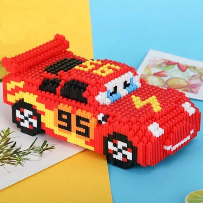 Disney Cartoon Pixar Cars 3 Diamond Building Blocks Lightning Mcqueen Cute Diy Model Connection Mini Bricks Car Blocks Toys Gift W20250418