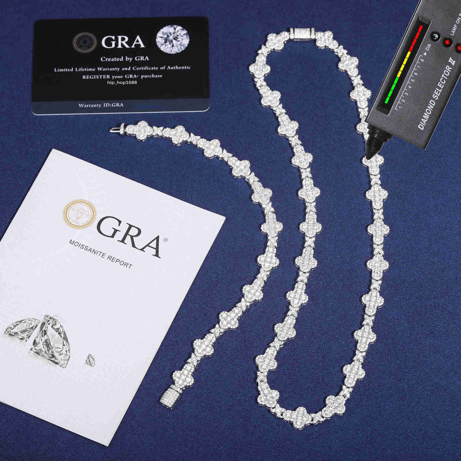 New Cross Collection Sparkling Necklace Mens 10mm 925 Sterling Silver VVS Moissanite Diamond Iced Out Cross Star Link Chain