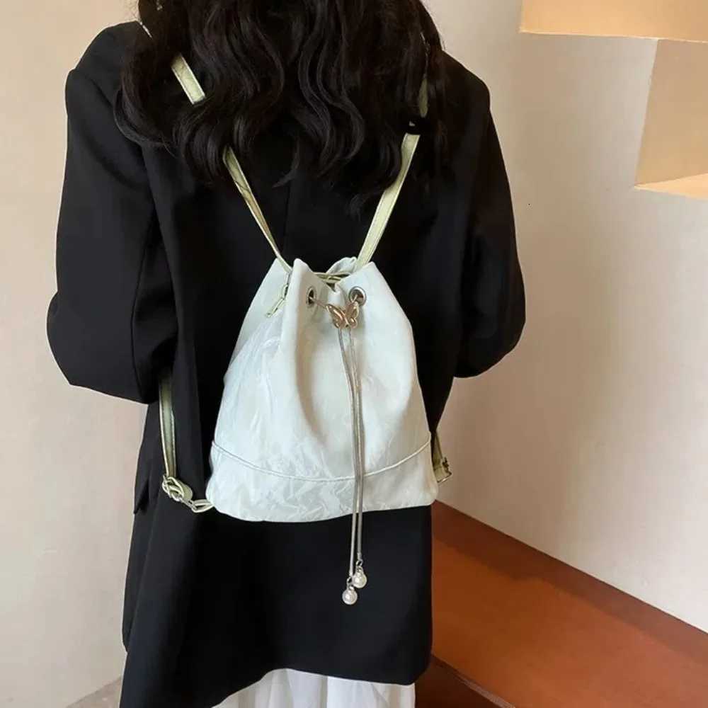 New Large Capacity Womens Backpack PU Leather Drawstring School Bag Adjustable Strap Travel Bag LadiesW251118