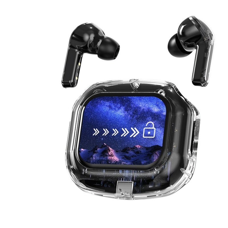 Color screen transparent true wireless Bluetooth headset 5.4 touch digital display screen sports stereo long battery life headset