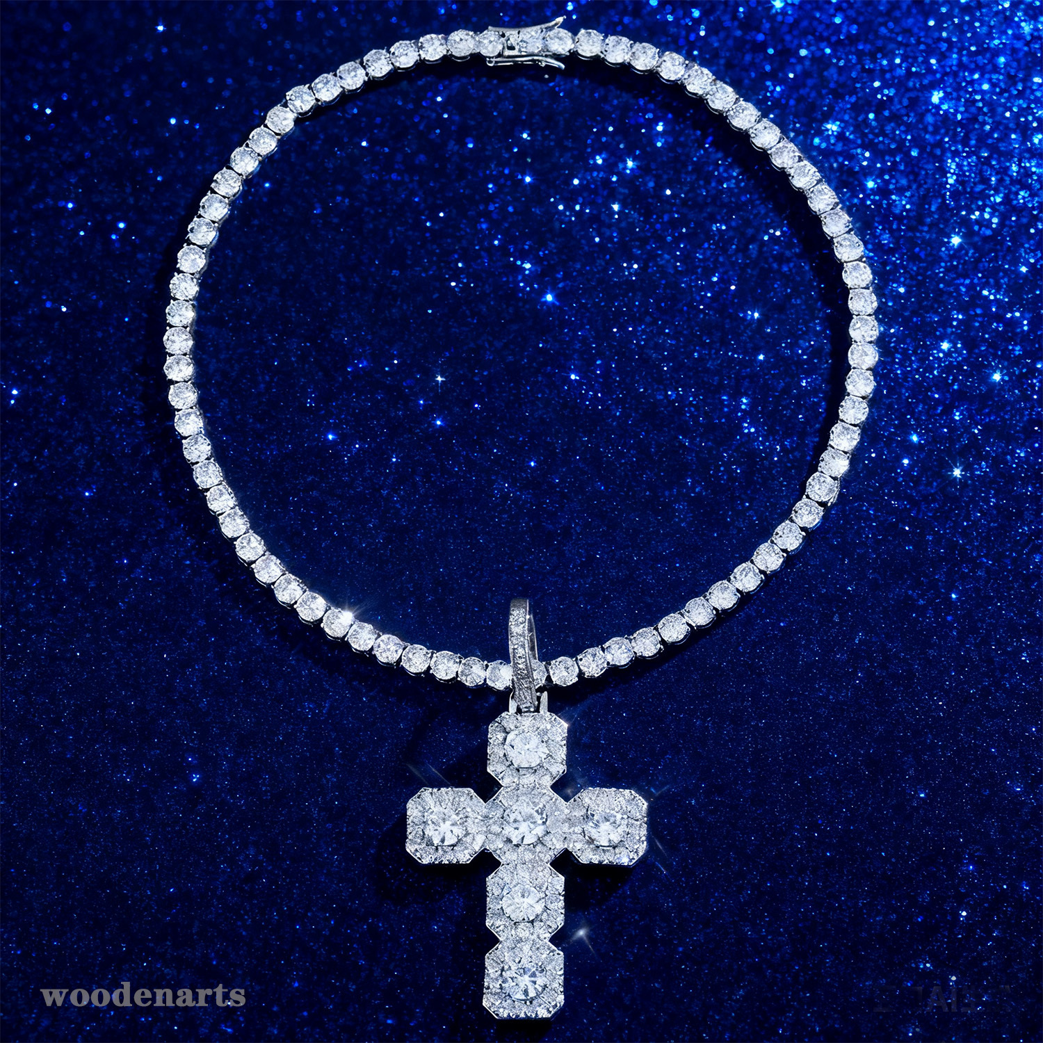 Iced Out Cubic Zirconia Big Cross Pendant Necklace Real White Gold Plated Personalized Full Bling Diamond Charm Hip Hop Rapper Jewelry Birthday Gifts for Men Women