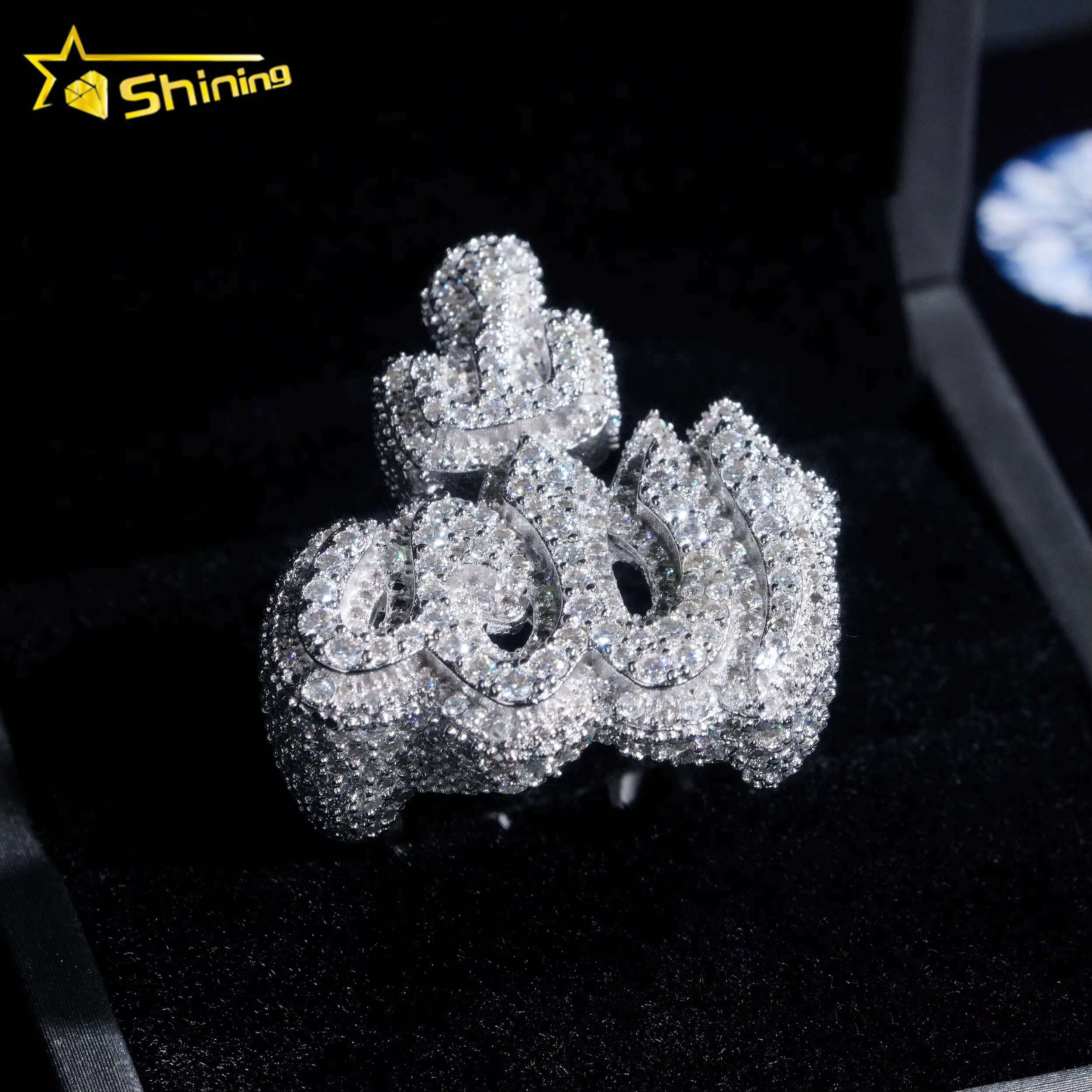 GRA Pass Tester Sterling Sier Gold Plated Hip Hop Jewelry New Style VVS Dia Moissanite Men Ring Allah