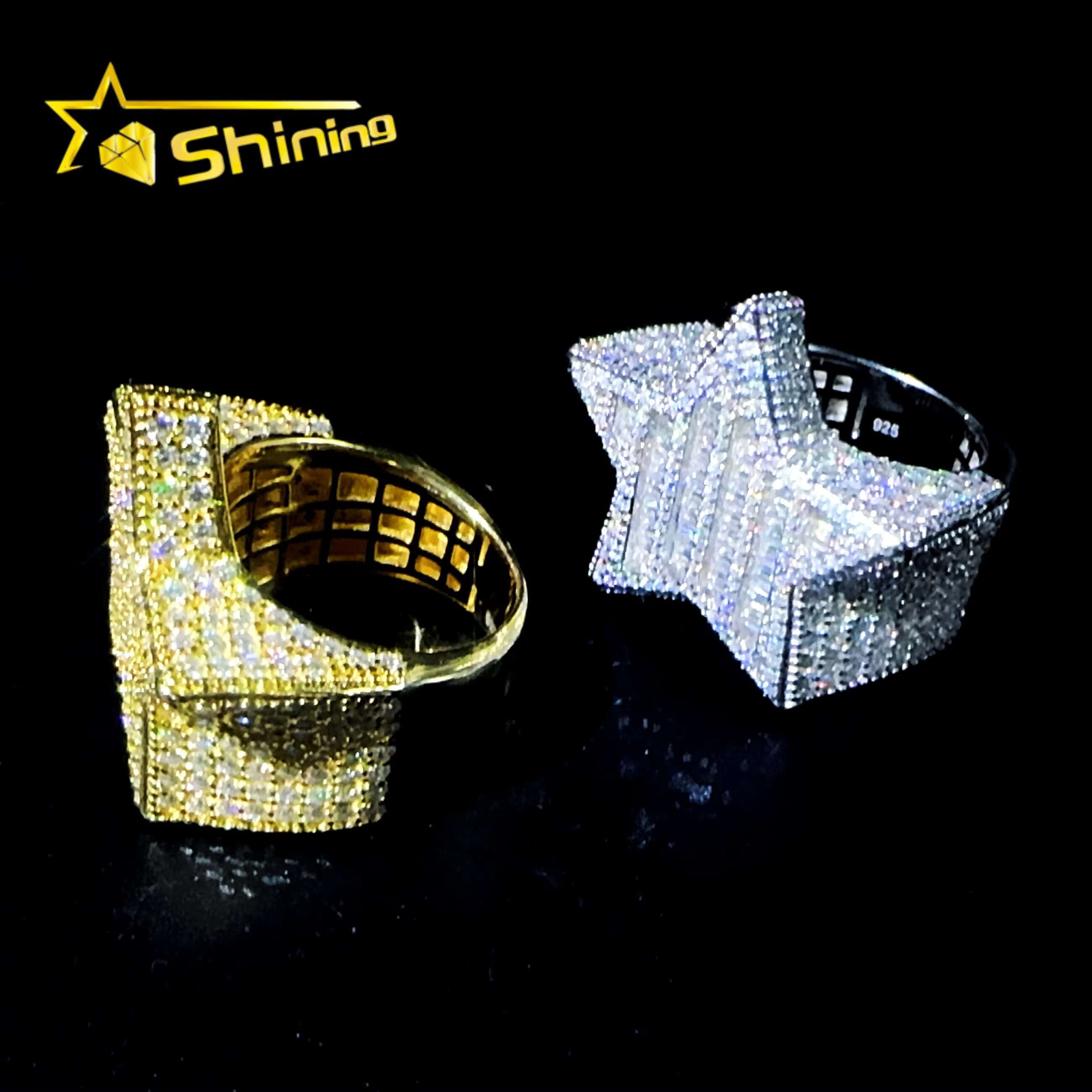 Shining Jewelry Layer Stars S Sier Moissanite Dia Hiphop Engagement Rings