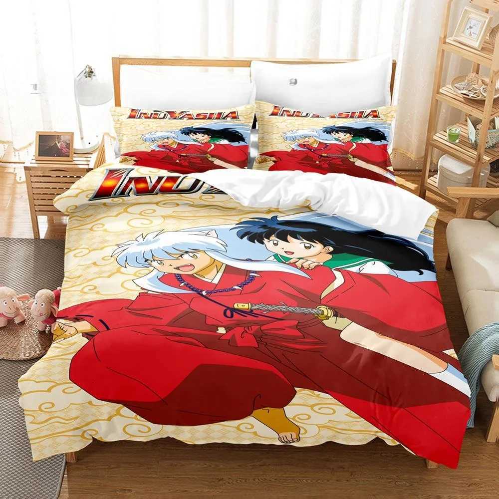 New Fashion Inuyasha Bedding Set Single Twin Full Queen King Size Bed Set Adult Kid Bedroom 3D Anime Bed Sheets And casesM251118