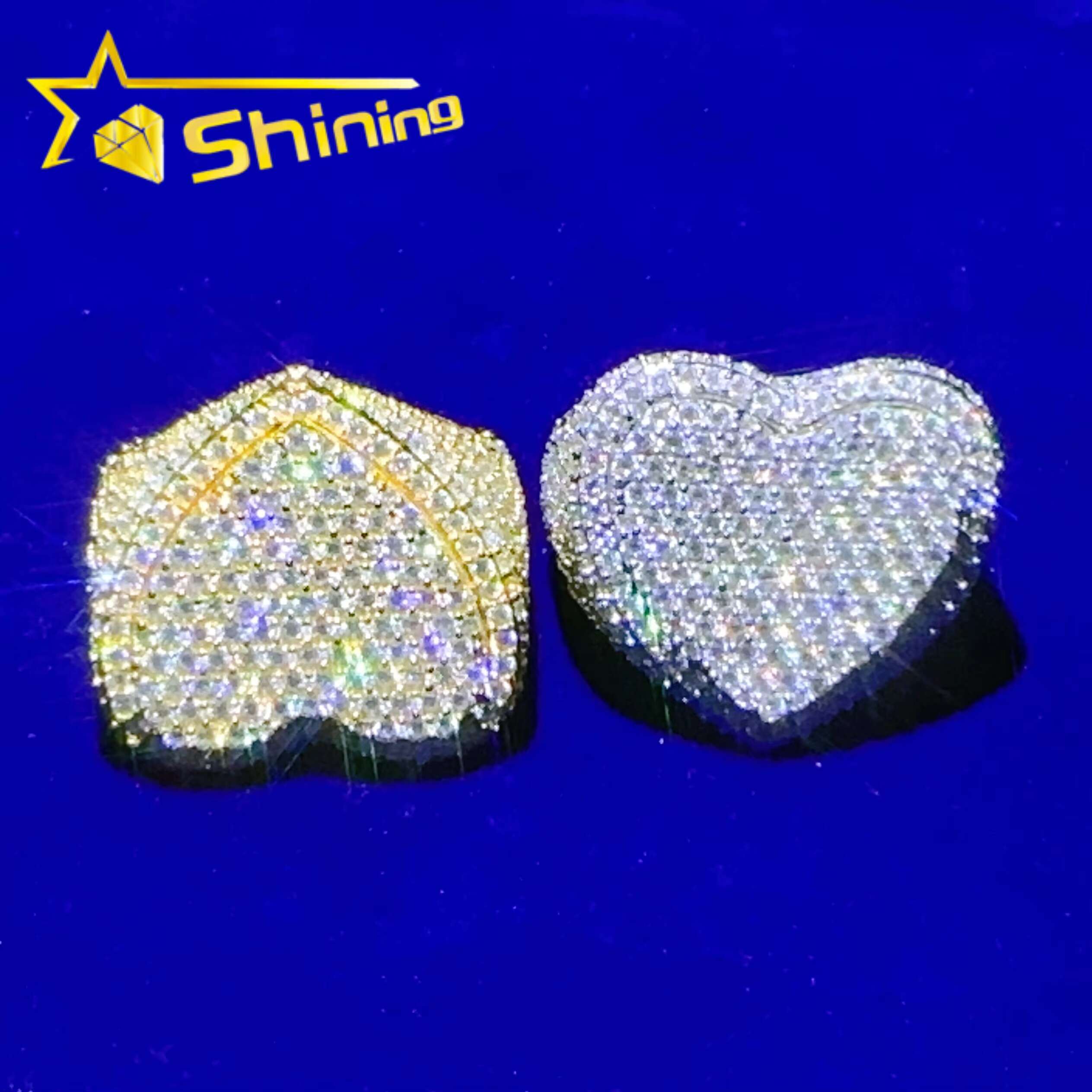 Iced Out Sier Jewelry Lab Dia Rings Hiphop Layer Heart Moissanite Ring with GRA Certificate
