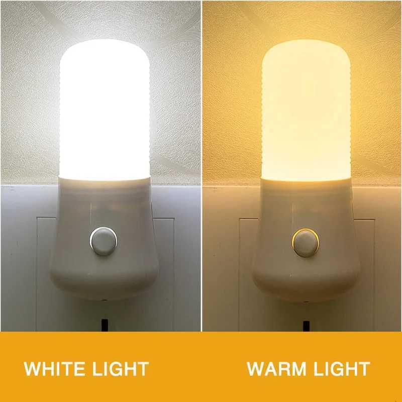 LED Night Light EU/US Plug Push Button Switch Wall Socket Lamp Bedroom Bedside Lamp Baby Room Corridor Home Decor Night Lights M251118