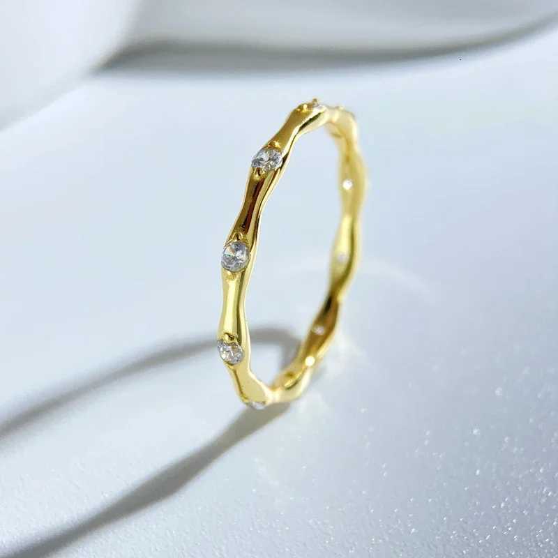 925 Sterling Silver Zircon Simple Personalized Bamboo Ring For Women Anniversary Party Fashion High Quality Fine Jewelry H260413