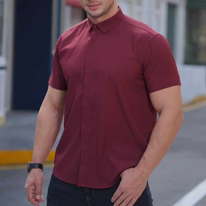 Summer Men Shirt Short Sleeve Oversize Red 6XL 7XL 8XL 10XL 12XL Plus Size Formal Fashion Solid Black White Casual Drop 250417