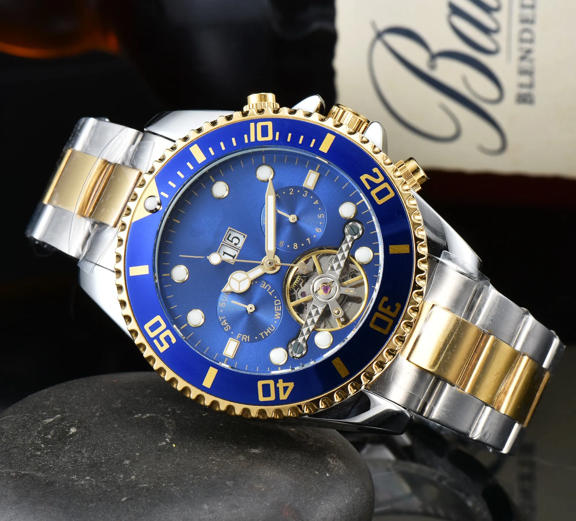 AAA original brand watches Business all stainless steel automatic calendar mechanical movement luxury chronosports watch