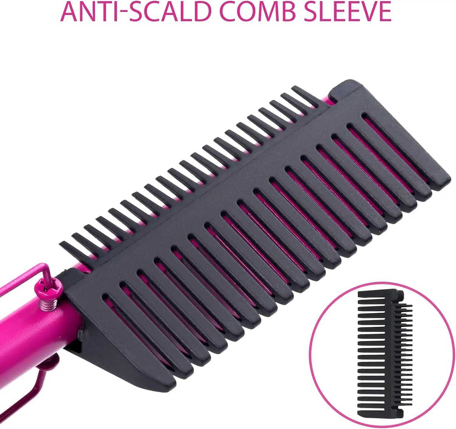 Electric Pink Hot Comb Professional Fast Heating Styling Comb Hair Straightener Portable Anti-Scald Straightening Press Comb W250610