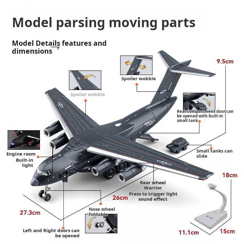 1/180 Tansport 20 Alloy Large Aircraft Diecast model Sound Light Multifunction Exquisite Decoration Kid Toys Collect accurate re C251118